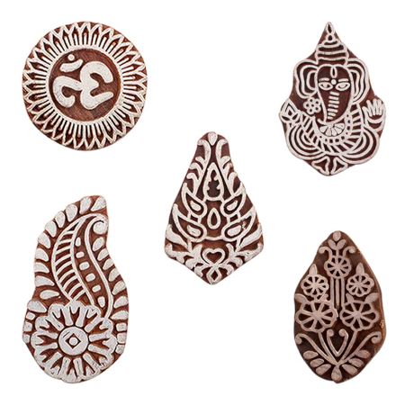 Set of 5 Piece New Mix Wooden Printing Blocks